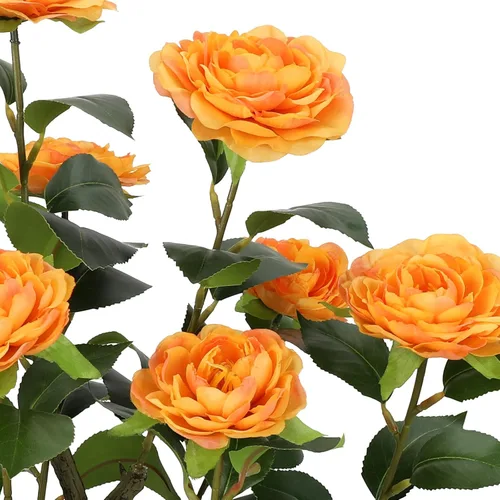Miniatura 2 de Romantic Season 2FT Orange Artificial Camellia Tree 2Pack, Faux Camellia Plant Fake Potted Camellia Flower Tree for Modern Home Office Living Room