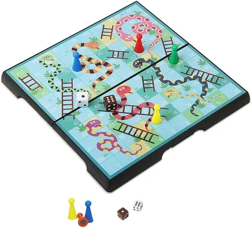 Mini juego de mesa de serpientes y escaleras de 7.9 pulgadas, juego de mesa magnético de viaje, juguetes divertidos para la familia/regalo para niños