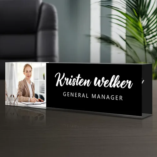 Miniatura 21 de Placa de nombre personalizada para escritorio, placas de nombre grabadas personalizadas para hombre, regalos del día del jefe para jefe, decoración