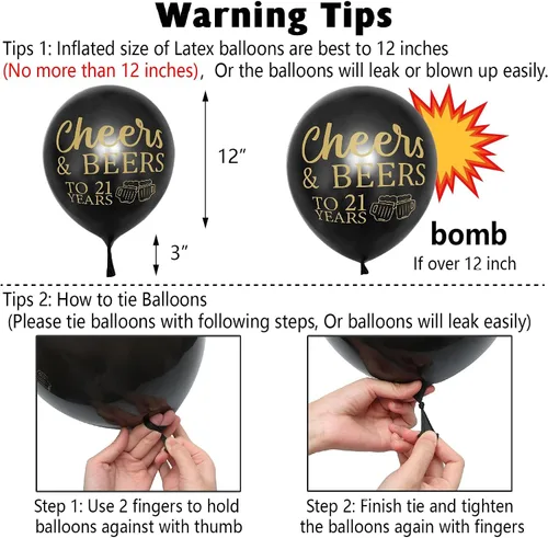 Miniatura 7 de 21st Birthday Anniversary Decorations for Men Women (Black Gold) Gold Foil Balloon, Cheers Cup Foil Balloon for Wedding Anniversary Party Supplies