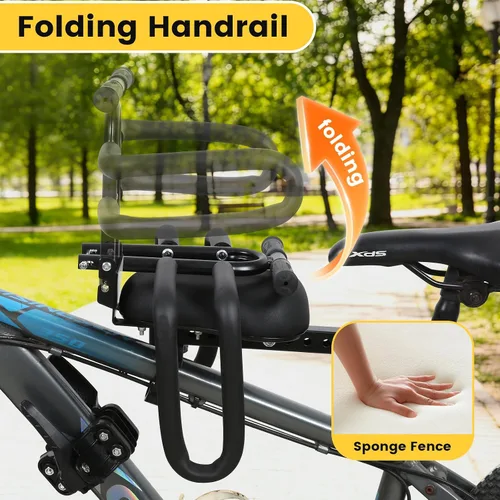 Miniatura 2 de Asiento de bicicleta para niños montado en la parte delantera y manillar, asiento de bicicleta infantil con media barandilla, asientos de bicicleta