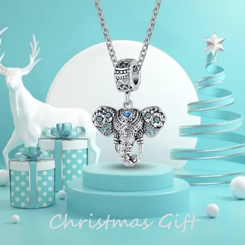 Miniatura 2 de QeenseKc Abalorio para pulseras europeas con diseño de elefante y mariposa diseño de oso de mamá