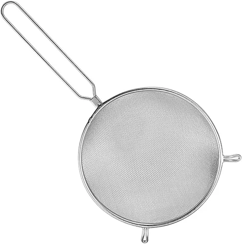 Miniatura 4 de Luxshiny Cuchara coladora de malla de acero inoxidable con mango largo de 14.76 pulgadas de una sola capa para servir alimentos, cuchara coladora