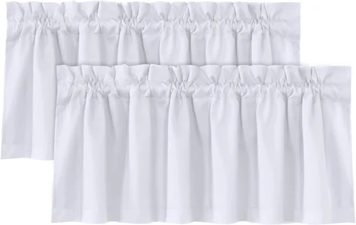 Miniatura 9 de H.VERSAILTEX Cenefas de cortina 100% opacas para ventanas, 2 paneles con aislamiento térmico, bolsillo para barra, pequeña cenefa corta para cocina