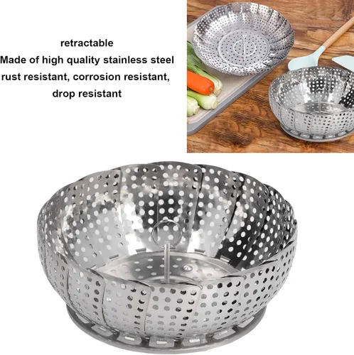 Miniatura 4 de Cesta de vapor, cesta de vapor expandible para verduras, acero inoxidable, estante de vapor para olla, alimentos vegetarianos para cocinar al vapor