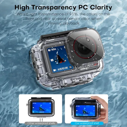Miniatura 7 de REYGEAK Funda impermeable para DJI Osmo Action 5Pro/4/3,164FT/50M Kit de buceo de carcasa protectora subacuática, carcasa de buceo con interfaz