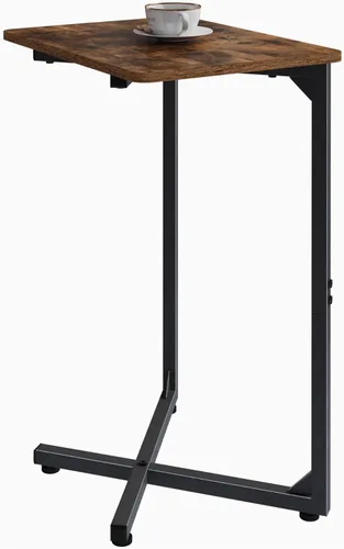 NEFROM ET-X-BRW1 - Mesa auxiliar en forma de C, mesa auxiliar para sofá y TV para sala de estar, dormitorio, mesita de noche