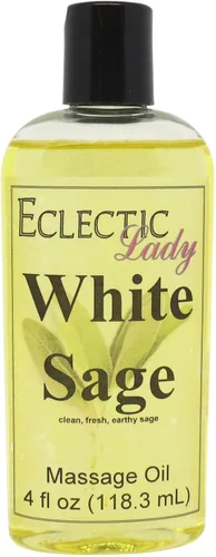 Aceite de masaje de salvia blanca, 4 onzas, con aceite de almendras dulces y aceite de jojoba, sin conservantes, perfecto para aromaterapia y
