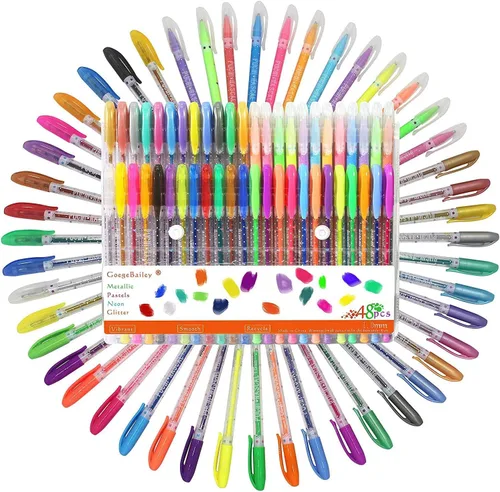 Bolígrafos de gel de colores, juego de bolígrafos de gel, incluye metálico, colores pastel, neón, purpurina para libros de colorear para adultos,