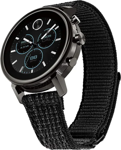 Miniatura 2 de Movado Connect 2.0 Reloj inteligente unisex alimentado con Wear OS de Google de acero inoxidable y tela de velcro negro, color negro (modelo 3660031)