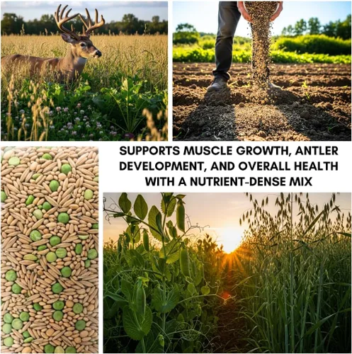 Miniatura 2 de Parcelas de comida para ciervos – Guisantes y avena cubren semillas de cultivo – Crecimiento rápido, uso en primavera u otoño (8 libras)