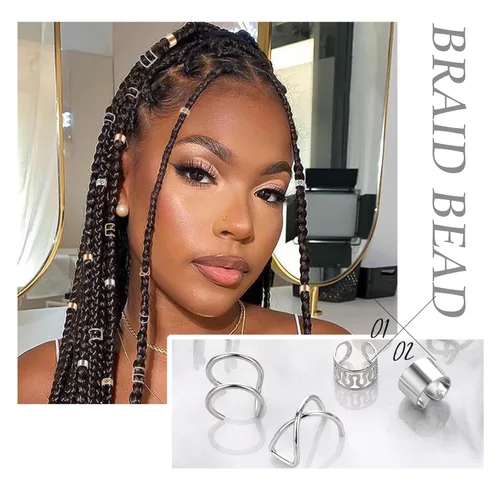 Miniatura 3 de NAISKA 24 piezas de joyería para el cabello con diamantes de imitación de cristal para trenzas, rastas, trenzas de cabello, puños de metal sin