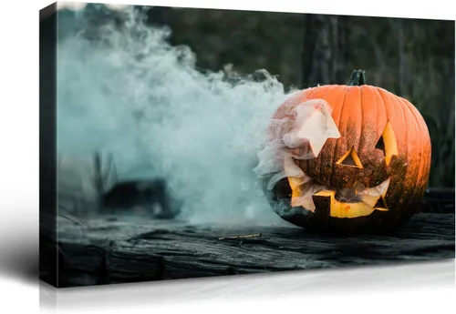 Miniatura 90 de Denozer - Pintura artística de pared de Halloween, impresión artística sobre lienzo para dormitorio, sala de estar, decoración de pared del hogar