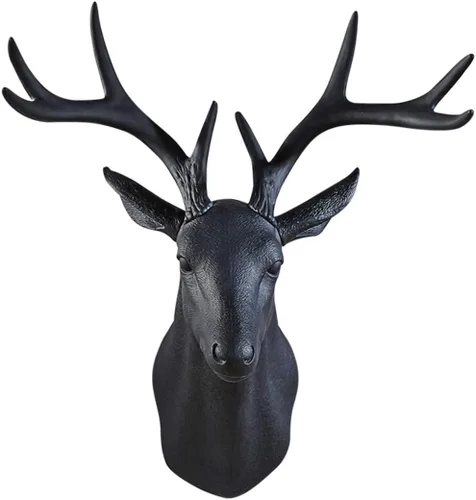 Miniatura 8 de Notakia Wall Charmers Cabeza de Ciervo Falsa Grande Negra Taxidermia Falsa Cabeza de Animal Decoración de Pared - Decoración de Granja Hecha a Mano