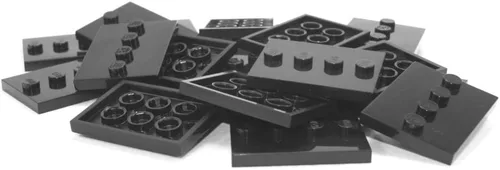 LEGO Partes: Azulejo, modificado 3 x 4 con 4 pernos en el centro - Minifigure Display Base Collector Series (negro) 16 unidades (paquete de 1)