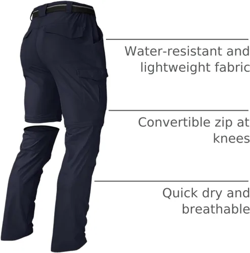 Miniatura 40 de Pantalones de senderismo para hombre, convertibles, con cremallera, ligeros, impermeables, de secado rápido, pesca al aire libre, viajes, safari