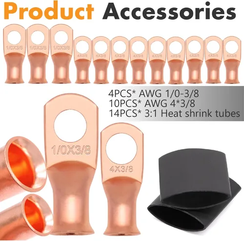 Miniatura 7 de Barra colectora de 5 postes 300A, perno de 5/16 pulgadas para 4 AWG y 2 AWG, bloque de distribución de energía con tapa, tacos y kit