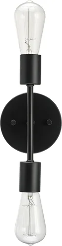 Miniatura 14 de GLOBE Electric 65000044 Aplique de pared de 2 luces, negro mate, acento de latón antiguo, zócalos de base E12, luces para sala de estar, decoración