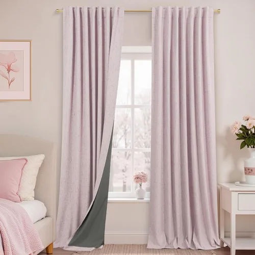 Miniatura 17 de KOUFALL - Cortinas de medio estilo francés de lino para ventana, juego de 2 cortinas cortas de 40 pulgadas de longitud, para privacidad, cortinas