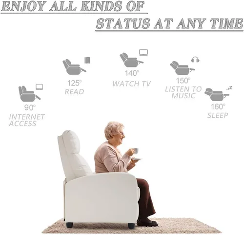 Miniatura 7 de Silla reclinable para adultos, sillón reclinable de masaje, silla ergonómica con control remoto, silla reclinable para juegos, silla de lectura Beige