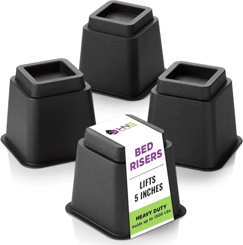 HOLDN' STORAGE Elevadores de cama, elevadores de muebles de 5 pulgadas, juego de 4 elevadores de cama resistentes, perfectos para dormitorios