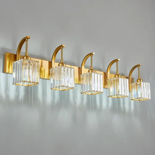 Miniatura 39 de Luces de tocador de cristal de 3 luces negras para tocador de baño, modernas lámparas de baño de cristal sobre espejo de 23.62 pulgadas de largo