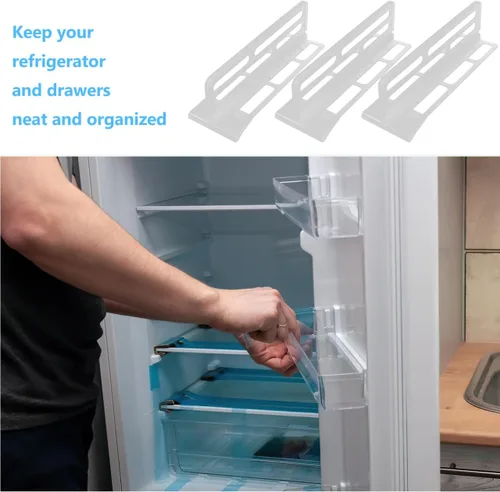Miniatura 4 de ARTIBETTER 3 separadores ajustables para puerta lateral de refrigerador, organizadores de plástico para almacenamiento de alimentos y bebidas