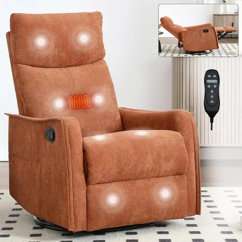 Miniatura 11 de Silla reclinable con masaje y calor, silla reclinable giratoria con respaldo alto, sillones reclinables manuales Lazy Boy para adultos, silla