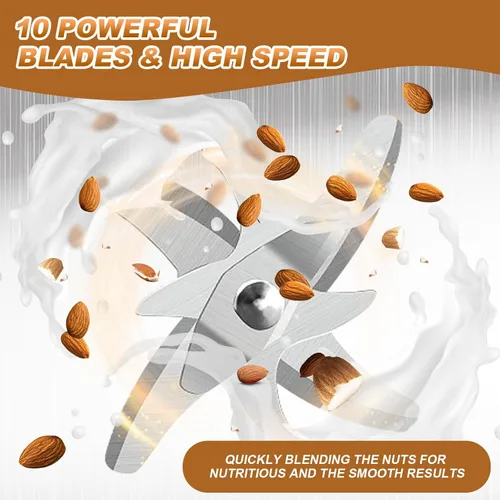Miniatura 4 de Espumador de leche eléctrico, espumador de café de 16.9 fl oz con 10 cuchillas, control de temperatura, soja de avena casera de coco o leches a base