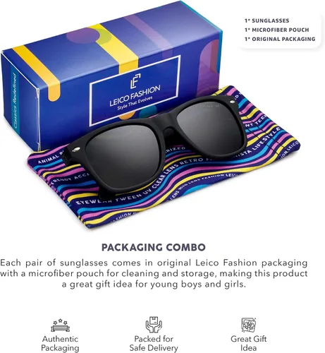 Miniatura 5 de LEICO FASHION Gafas de sol polarizadas retro para niños y niñas de 3 a 12 años inastillables con protección UV para niños pequeños