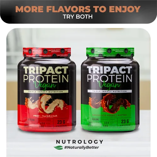 Miniatura 7 de Nutrology TRIPACT Proteína vegana en polvo – Proteína orgánica de guisantes, arroz y calabaza, BCAA y glutamina, batidos sustitutivos de comidas a