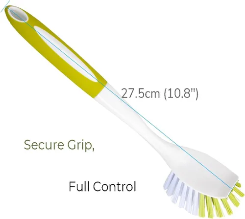 Miniatura 3 de Cepillo para platos, limpiador de platos y cepillo de cocina para platos, ollas, sartenes, fregadero, hierro fundido, amarillo y verde, paquete de 5