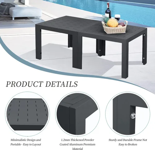 Miniatura 3 de NICESOUL® Mesas auxiliares de aluminio, 2 piezas, mesas de té grises para patio al aire libre, porche, muebles de patio trasero, piezas en pares