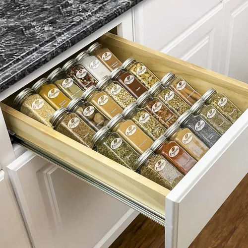 LYNK PROFESSIONAL® Organizador para cajón de especias - Estante de acero de calibre pesado de 4 niveles - Bandeja de inserción para cajón para