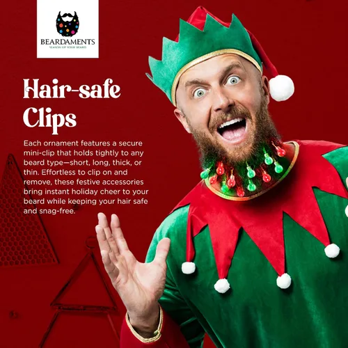 Miniatura 4 de Beardaments Paquete de luces y adornos para barba: las 16 luces originales para barba y 12 adornos para barba