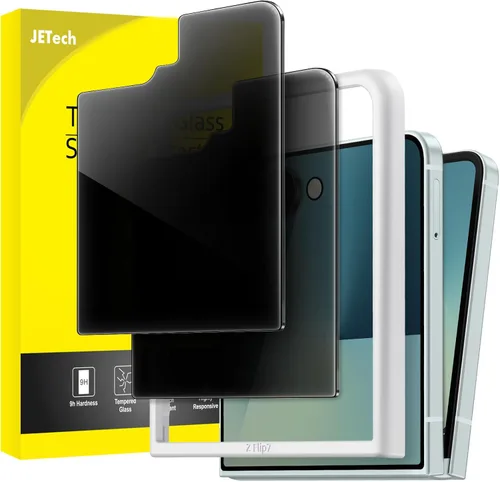 Miniatura 12 de JETech Protector de pantalla de privacidad frontal para Samsung Galaxy Z Flip 5, película de vidrio templado antiespía con herramienta de fácil