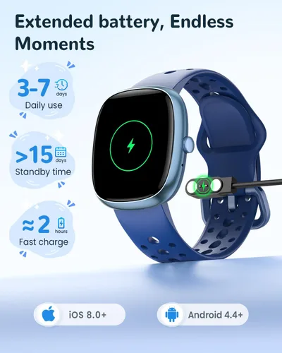 Miniatura 7 de Reloj Inteligente para Niñas Regalo: No Necesita APP Ni Teléfono, Reloj con Monitor de Frecuencia Cardíaca y Sueño, Podómetro, Reproductor de Azul