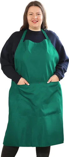 Miniatura 9 de Delantales de talla grande para mujer, con bolsillos, duradero, largo, ajustable, babero para cocina