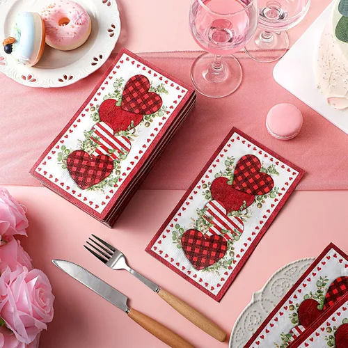 Miniatura 3 de Karenhi 200 servilletas de San Valentín, servilletas de eucalipto con corazones de San Valentín, toallas de mano desechables para baño, toallas
