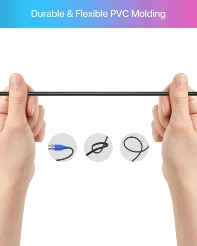 Miniatura 7 de ZOSI Paquete de 4 cables de alimentación de video todo en uno de 150 pies (147.6 ft), cables de cámara de vigilancia de extensión BNC para sistemas