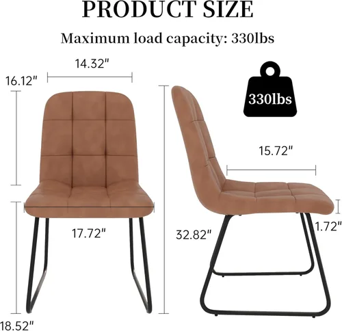 Miniatura 3 de HIPIHOM Juego de 4 sillas de comedor, modernas sillas de comedor de piel sintética para cocina, sala de estar, comedor (4 marrón)