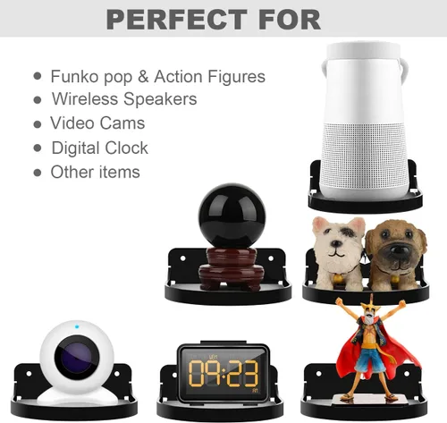 Miniatura 6 de Soporte de estante para altavoz de 5 pulgadas, estante flotante pequeño, soporte de estante pequeño para altavoz, cámara web, figuras de acción