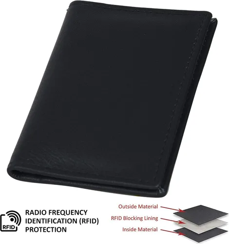 Miniatura 8 de Leatherboss - Cartera delgada y plegable de piel auténtica Soporte para tarjeta de crédito, débito, identificación Compacta y elegante