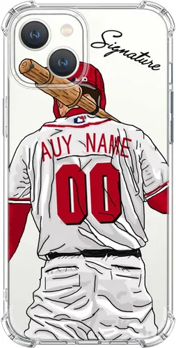 Funda de béisbol cristal transparente con nombre y número personalizados para iPhone 17 Air 16 15 Pro Max 14 13 Mini 12 11 Xs Xr SE3 8 7 6 Plus, con