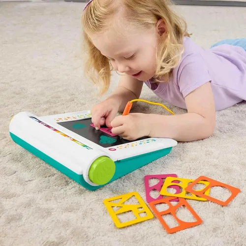 Miniatura 2 de Fisher-Price Juguete Preescolar Mesa de Aprender y Garabatear, Tableta de Escritura y Dibujo Sin Desorden con Pantalla LCD para Viajes, Juego