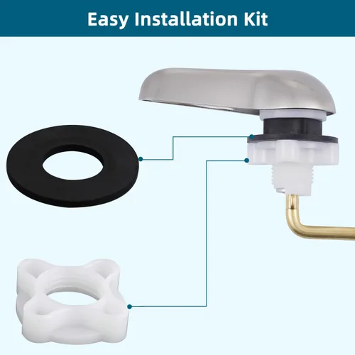 Miniatura 4 de Hygie Rinse Kit de repuesto de mango de inodoro de metal, ajuste frontal universal, palanca de inodoro compatible con estándar americano/Glacier