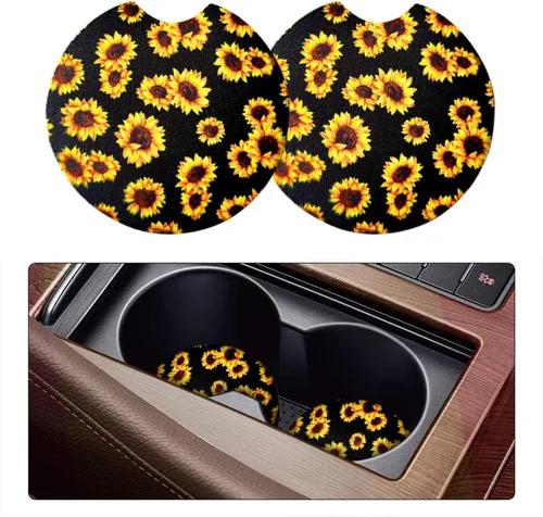 Miniatura 7 de Posavasos de coche Osilly para bebidas, 2 unidades absorbentes con diseño de camuflaje y bandera de EE. UU. para mujeres y hombres, inserto