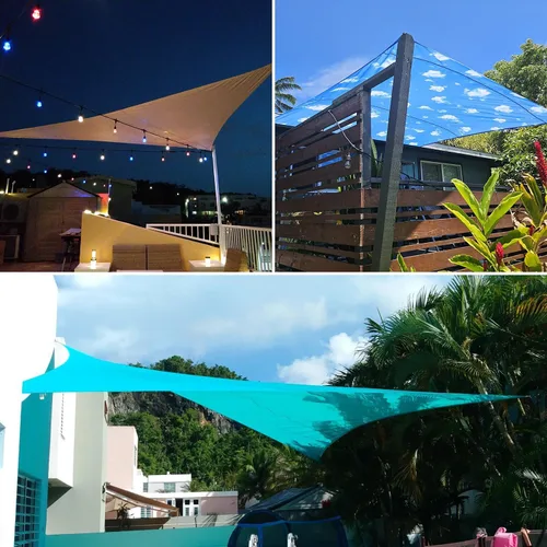 Miniatura 6 de Patio Paradise - Toldo parasol de 6 x 8 pies, impermeable, rectangular, color beige, para sombra, tela de lona con bloqueo UV, para exteriores