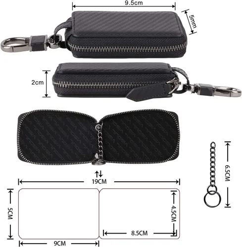 Miniatura 3 de VISOUL Funda de cuero para llavero de automóvil para hombres y mujeres, funda protectora de llavero inteligente con gancho de metal y llavero