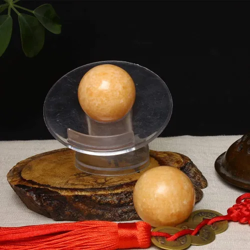 Miniatura 6 de BRABUD TQZDBS030 - Bolas chinas de estrés para la salud de Baoding de mármol naranja en piedra natural con caja